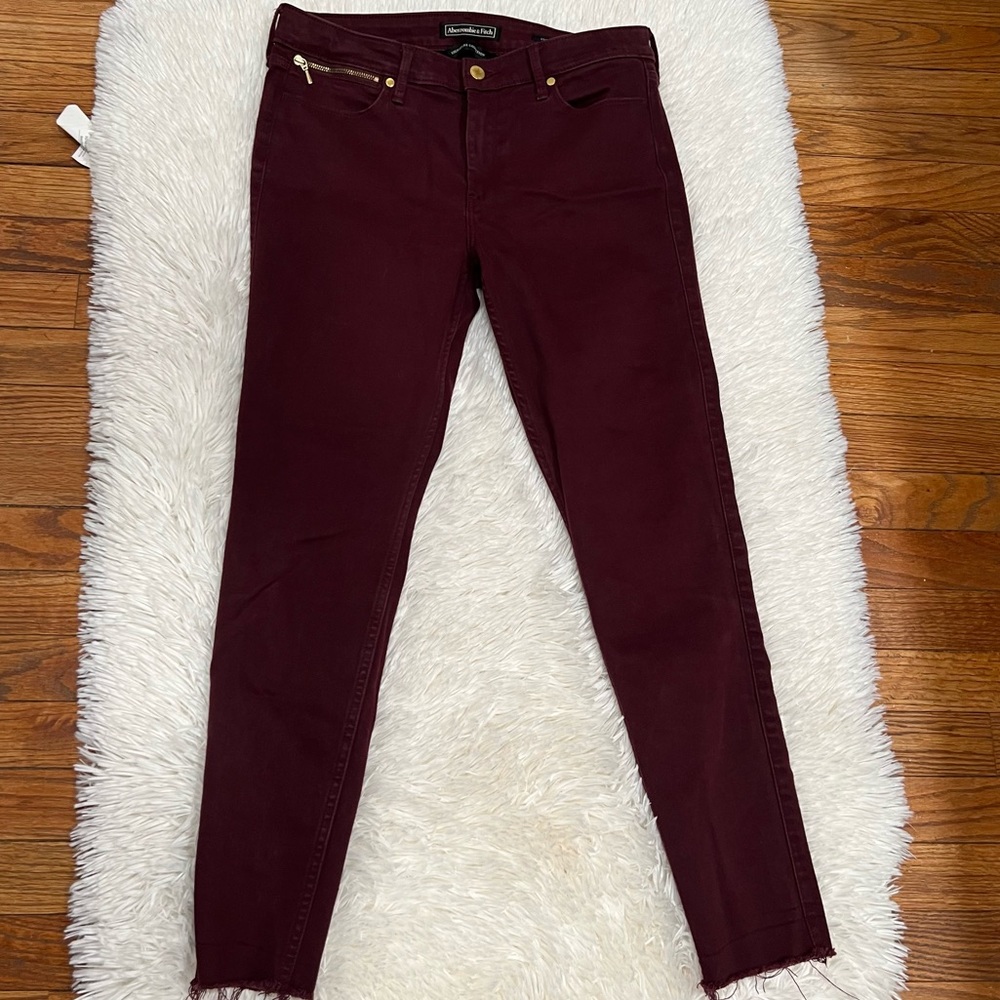 Abercrombie & Fitch Skinny Jeans in Deep Burgundy